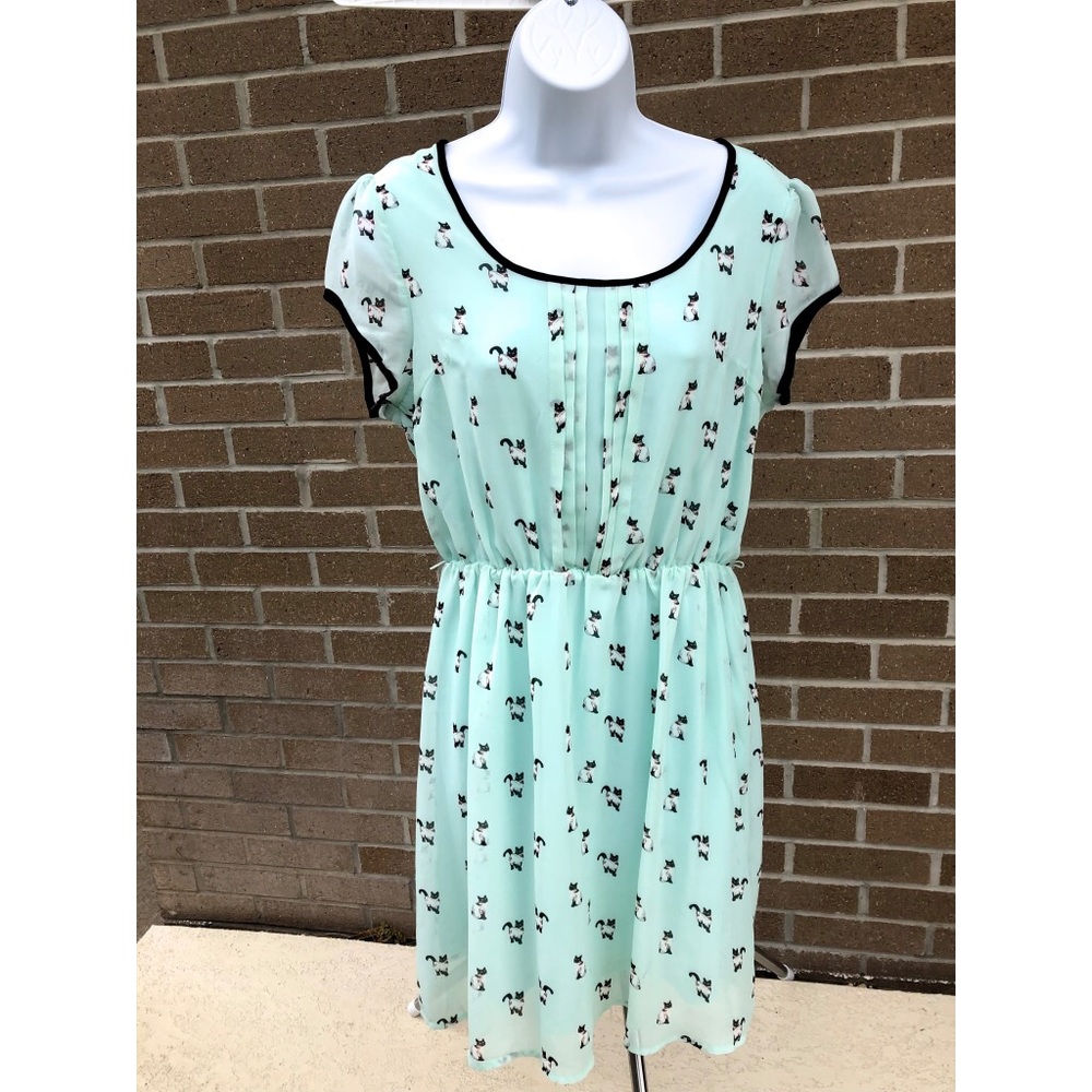 Aqua Cat Print Dress